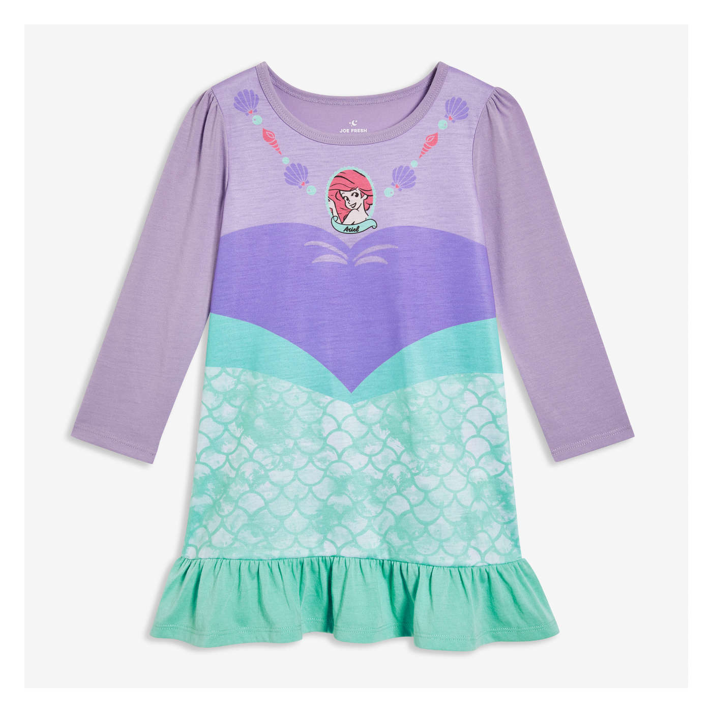 Toddler Girls Disney The Little Mermaid Nightie in Pastel Lilac